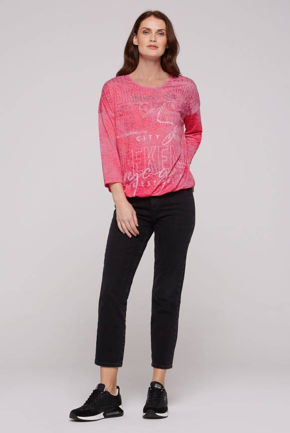 Soccx Ausbrenner-Shirt Mit Artwork Pinky Red