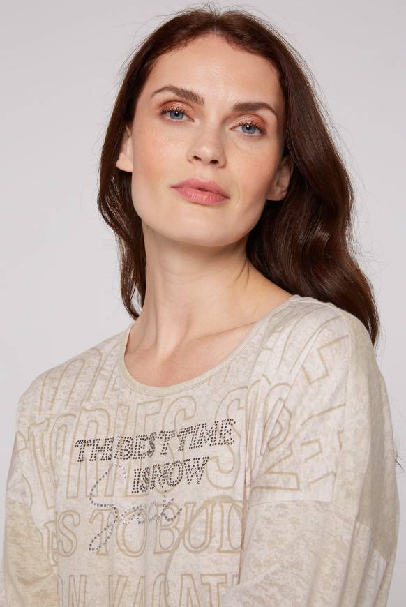 Soccx Ausbrenner-Shirt Mit Artwork Stone Beige