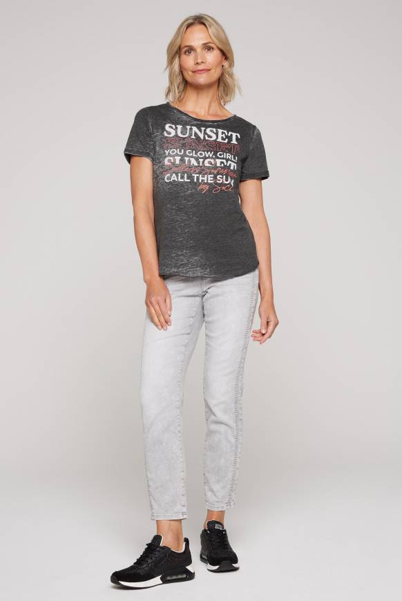 Soccx Ausbrenner-T-Shirt Mit Frontprint Black