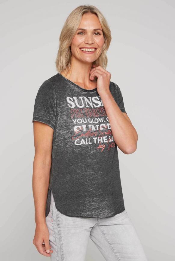 Soccx Ausbrenner-T-Shirt mit Frontprint black