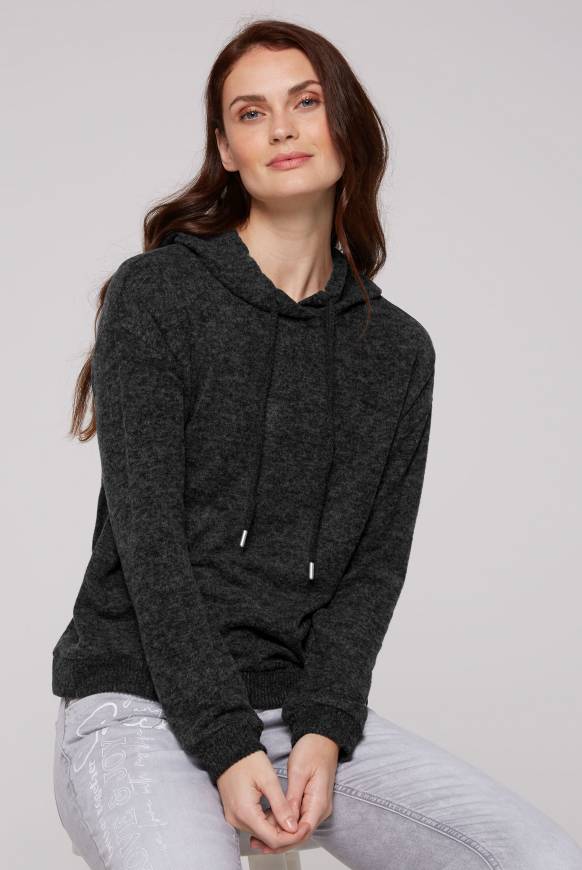 Soccx Basic Hoodie aus Flauschstrick black