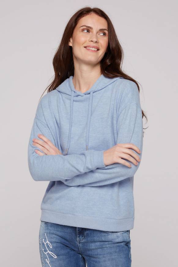 Soccx Basic Hoodie aus Flauschstrick cool blue