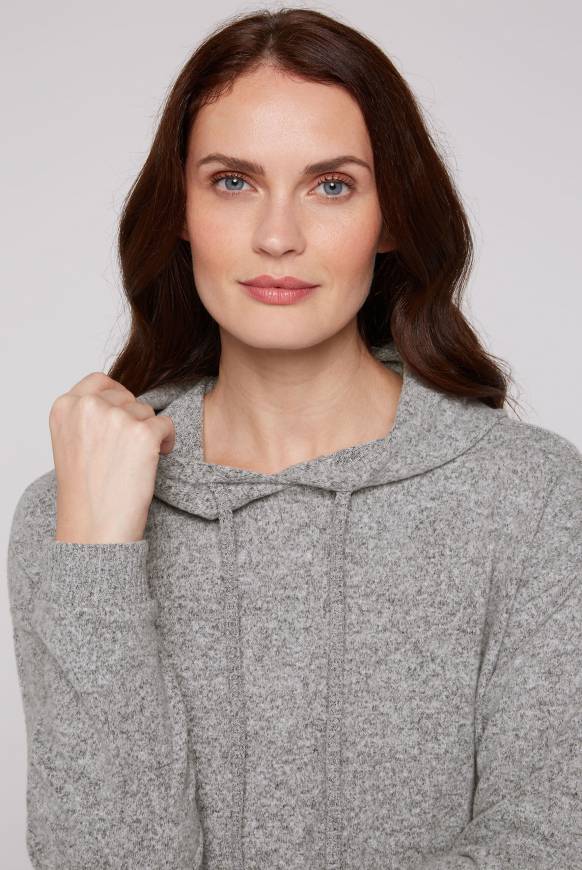 Soccx Basic Hoodie Aus Flauschstrick Grey Melange