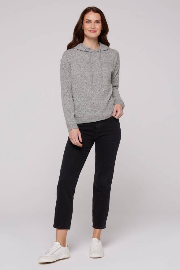Soccx Basic Hoodie Aus Flauschstrick Grey Melange