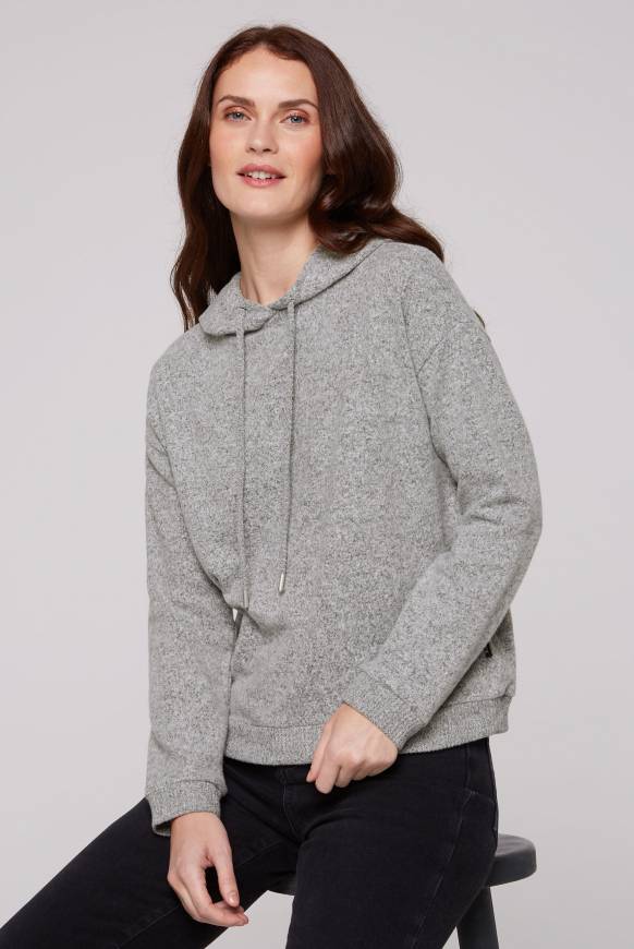 Soccx Basic Hoodie aus Flauschstrick grey melange