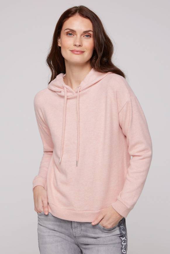 Soccx Basic Hoodie aus Flauschstrick rose blush