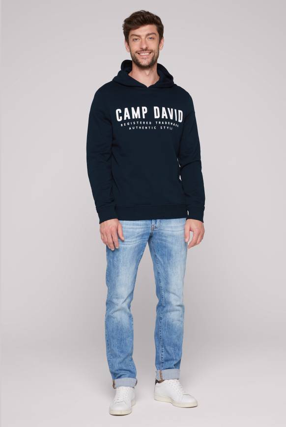Soccx Basic Hoodie Mit Logo Print Blue Navy