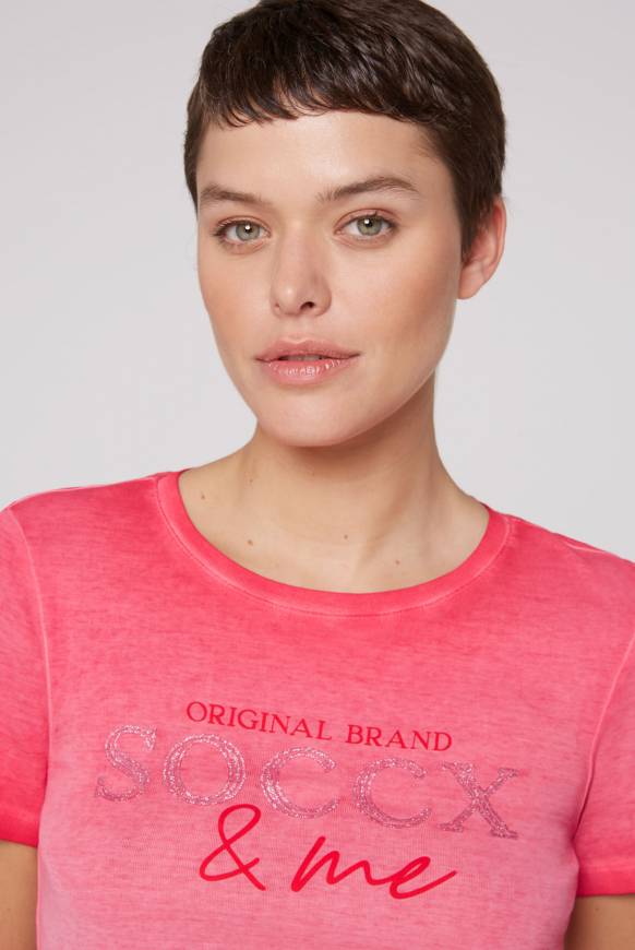 Soccx Basic Logo T-Shirt Oil Dyed Clear Red