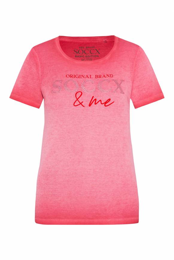 Soccx Basic Logo T-Shirt Oil Dyed Clear Red