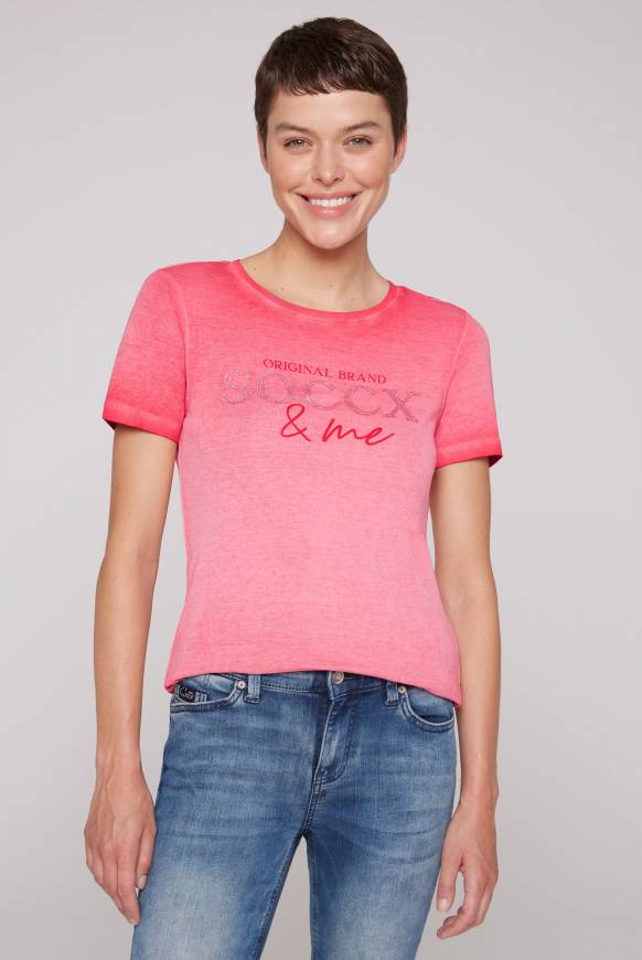 Soccx Basic Logo T-Shirt Oil Dyed clear red