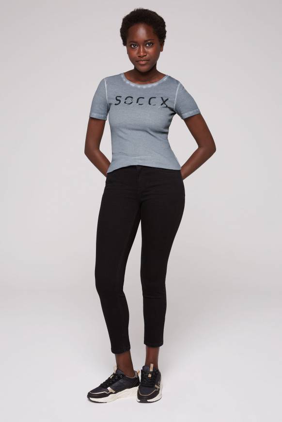 Soccx Basic Logo T-Shirt Oil Dyed Cold Grey