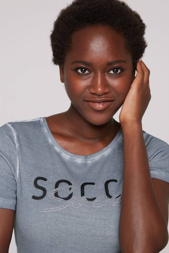 Soccx Basic Logo T-Shirt Oil Dyed Cold Grey