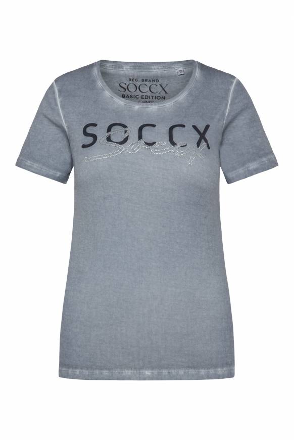 Soccx Basic Logo T-Shirt Oil Dyed Cold Grey