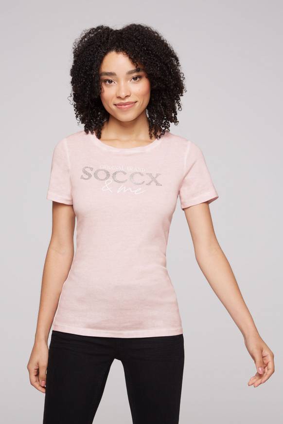 Soccx Basic Logo T-Shirt Oil Dyed rose blush