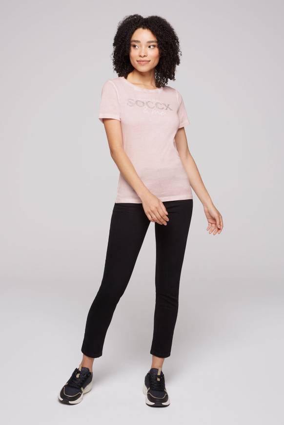 Soccx Basic Logo T-Shirt Oil Dyed Rose Blush