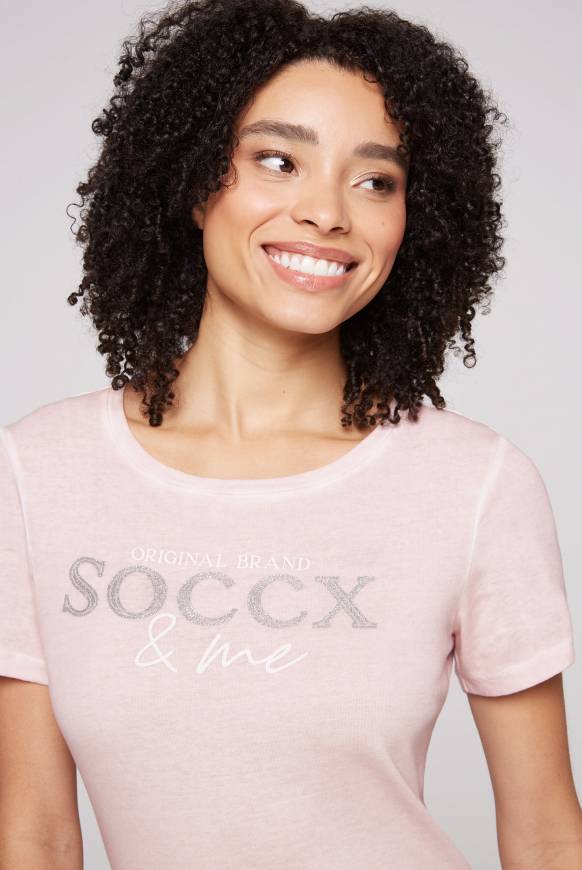 Soccx Basic Logo T-Shirt Oil Dyed Rose Blush