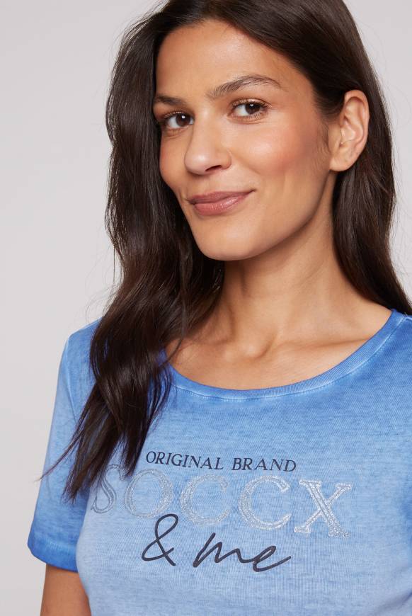 Soccx Basic Logo T-Shirt Oil Dyed Vividblue