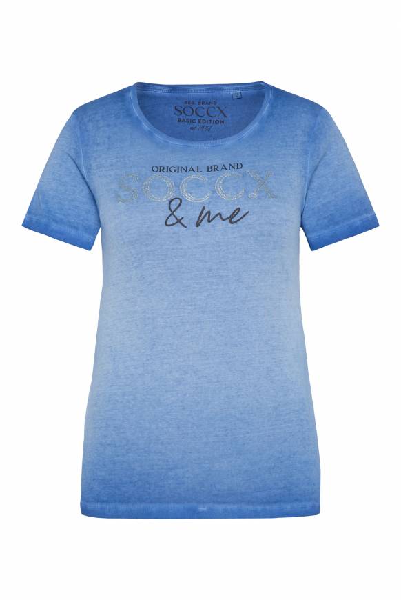 Soccx Basic Logo T-Shirt Oil Dyed Vividblue