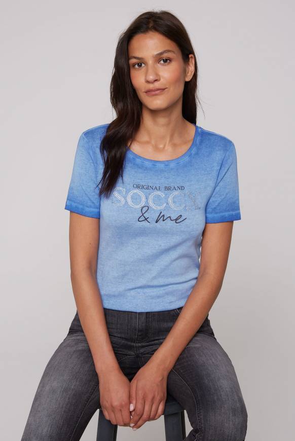Soccx Basic Logo T-Shirt Oil Dyed vividblue