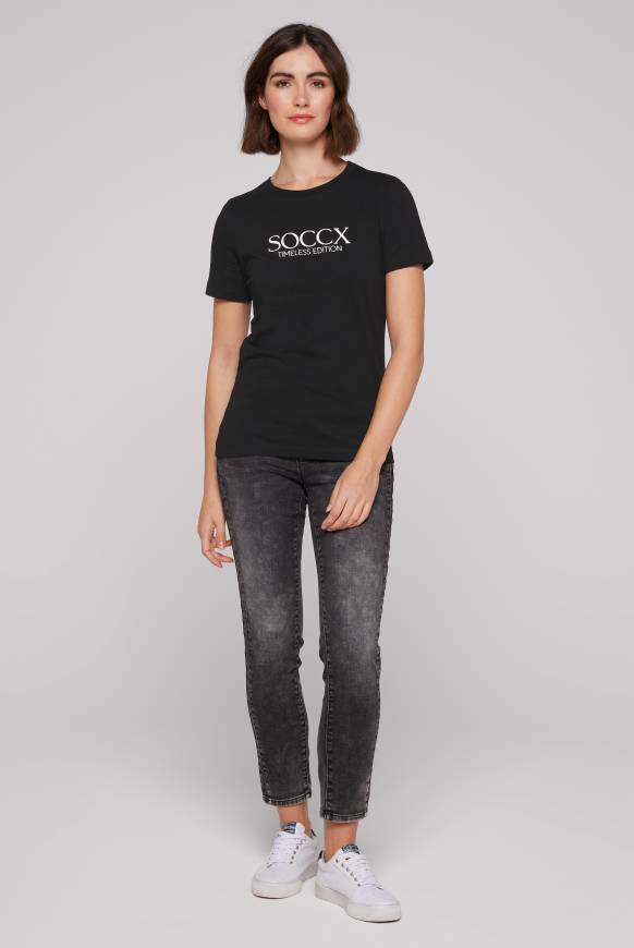 Soccx Basic T-Shirt Mit Logo Print Black