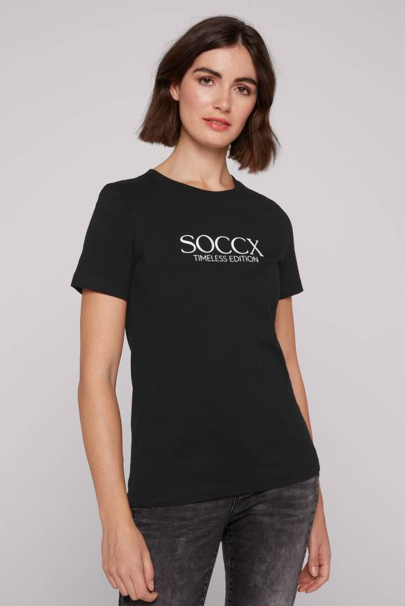 Soccx Basic T-Shirt Mit Logo Print Black