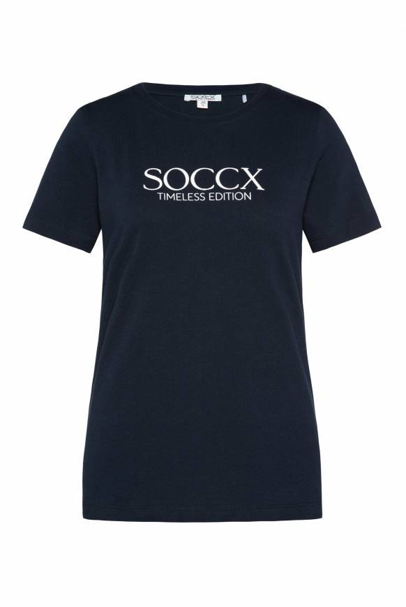 Soccx Basic T-Shirt Mit Logo Print Blue Navy