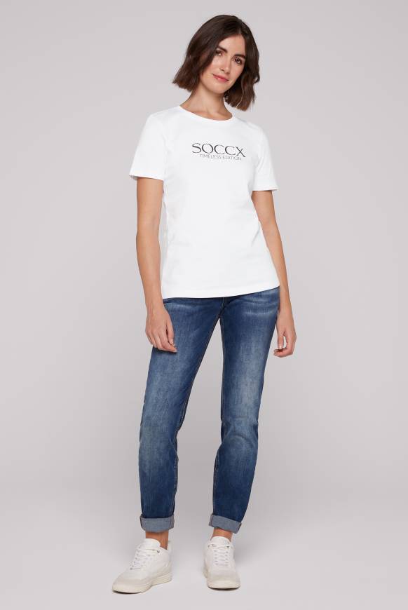 Soccx Basic T-Shirt Mit Logo Print Opticwhite