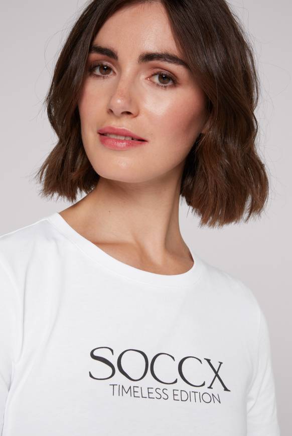 Soccx Basic T-Shirt Mit Logo Print Opticwhite
