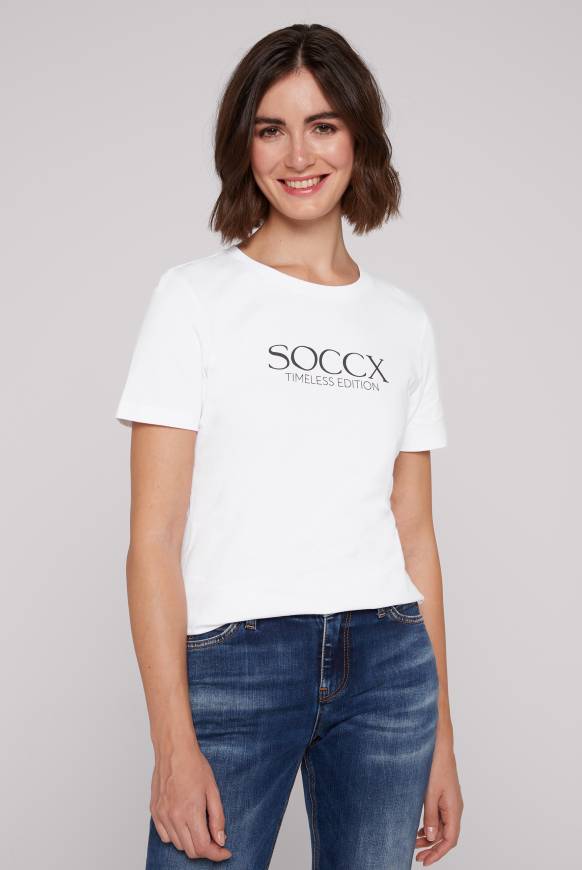 Soccx Basic T-Shirt mit Logo Print opticwhite