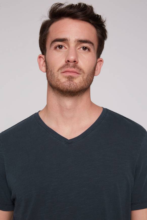 Soccx Basic T-Shirt Mit V-Ausschnitt Absolute Blue