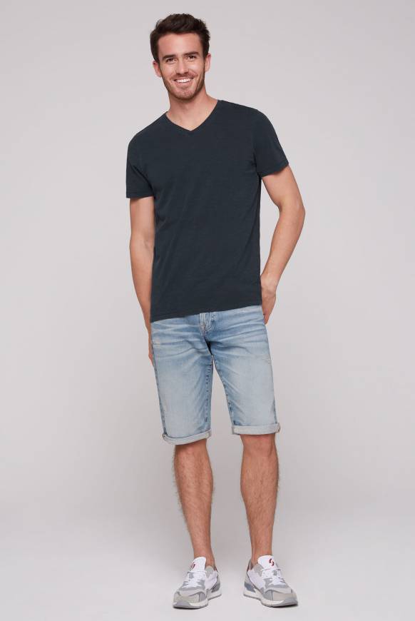 Soccx Basic T-Shirt Mit V-Ausschnitt Absolute Blue