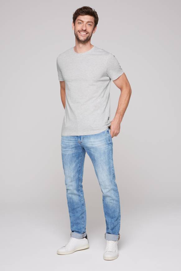 Soccx Basic T-Shirt Rundhals 2er-Pack Grey Melange