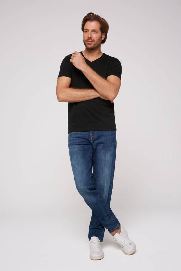 Soccx Basic T-Shirt V-Neck 2er-Pack Black