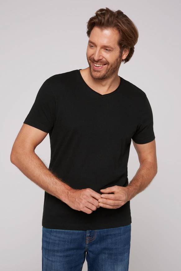 Soccx Basic T-Shirt V-Neck 2er-Pack black