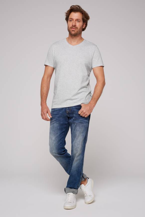 Soccx Basic T-Shirt V-Neck 2er-Pack Grey Melange