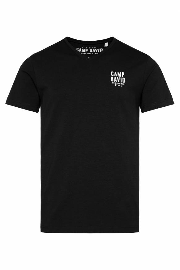 Soccx Basic T-Shirt V-Neck Mit Logo Print Black