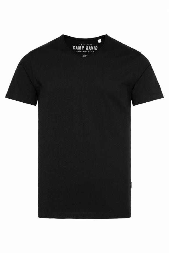 Soccx Basic T-Shirt V-Neck Mit Used-Kante Black