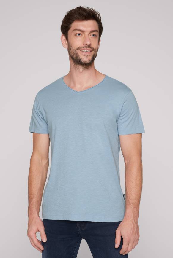 Soccx Basic T-Shirt V-Neck mit Used-Kante new blue