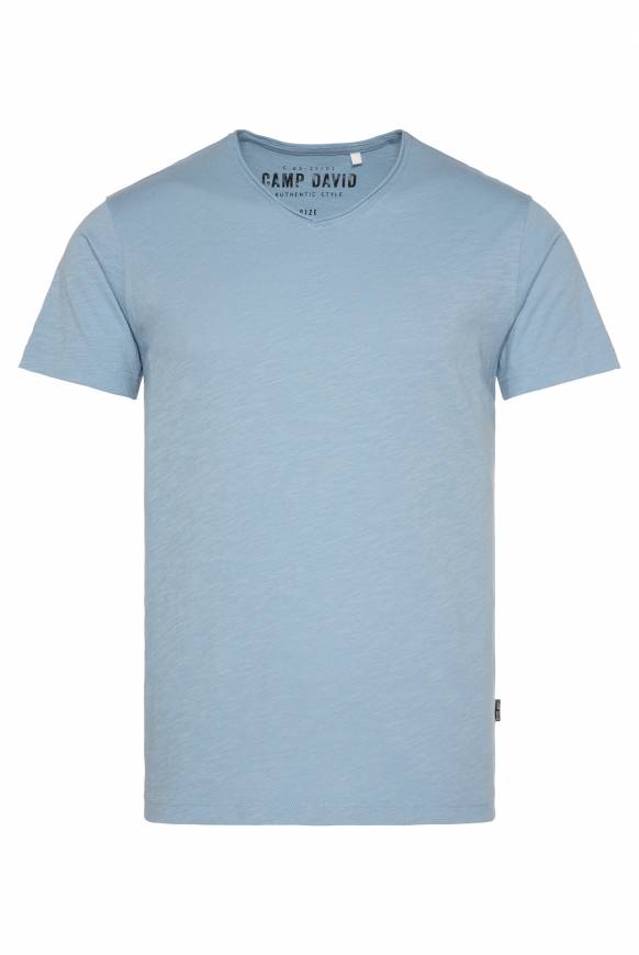 Soccx Basic T-Shirt V-Neck Mit Used-Kante New Blue