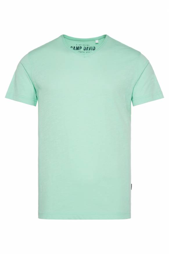 Soccx Basic T-Shirt V-Neck Mit Used-Kante Sun Aqua