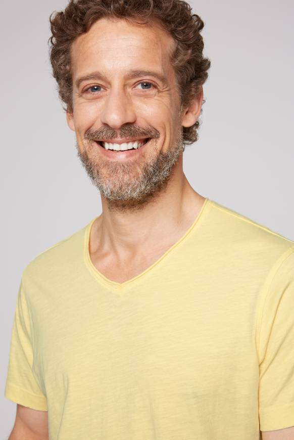 Soccx Basic T-Shirt V-Neck Mit Used-Kante Sun