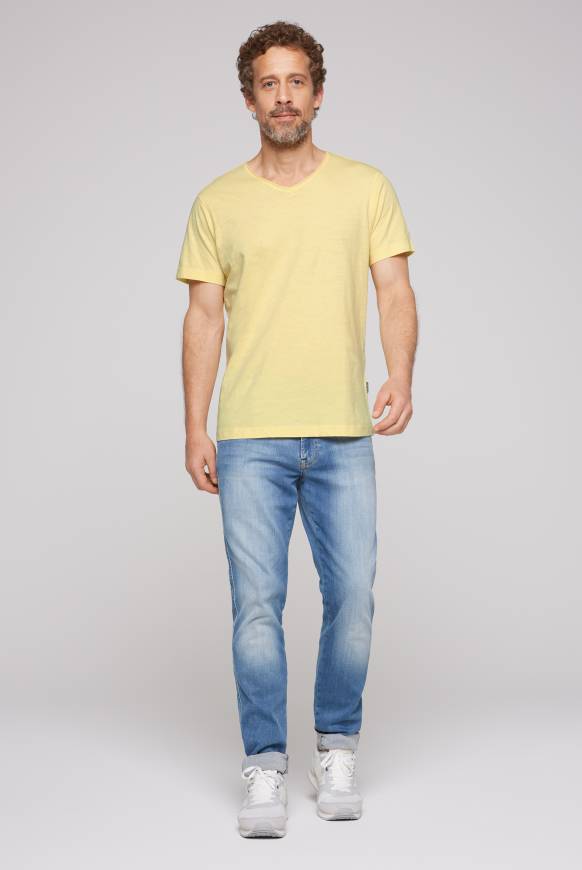Soccx Basic T-Shirt V-Neck Mit Used-Kante Sun