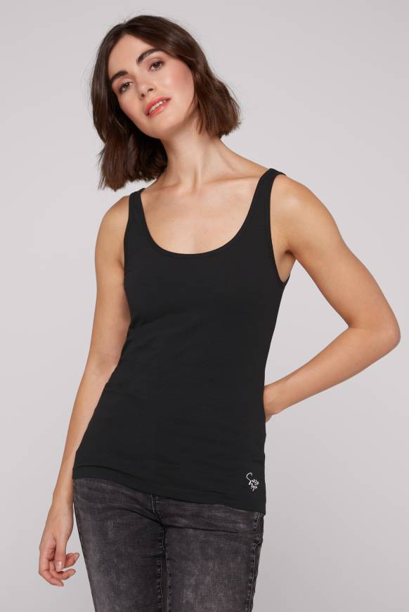 Soccx Basic Top mit Mini Logo Print black