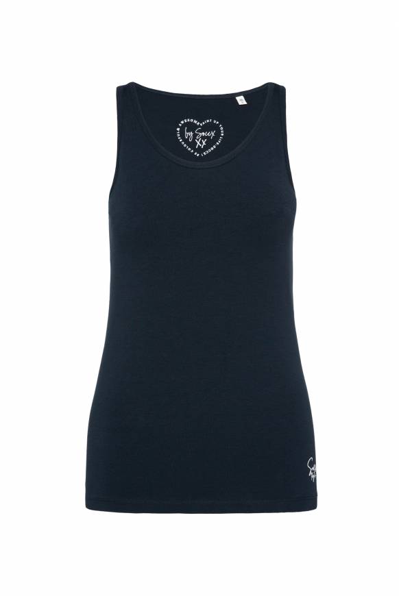 Soccx Basic Top Mit Mini Logo Print Blue Navy