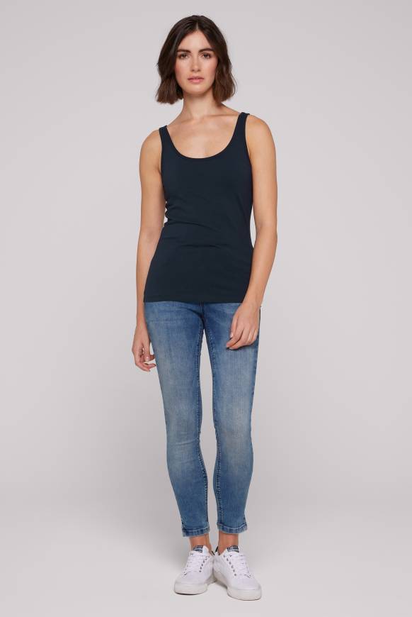 Soccx Basic Top Mit Mini Logo Print Blue Navy