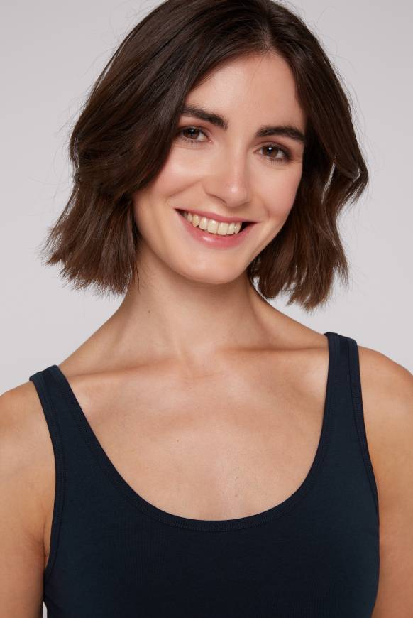 Soccx Basic Top Mit Mini Logo Print Blue Navy