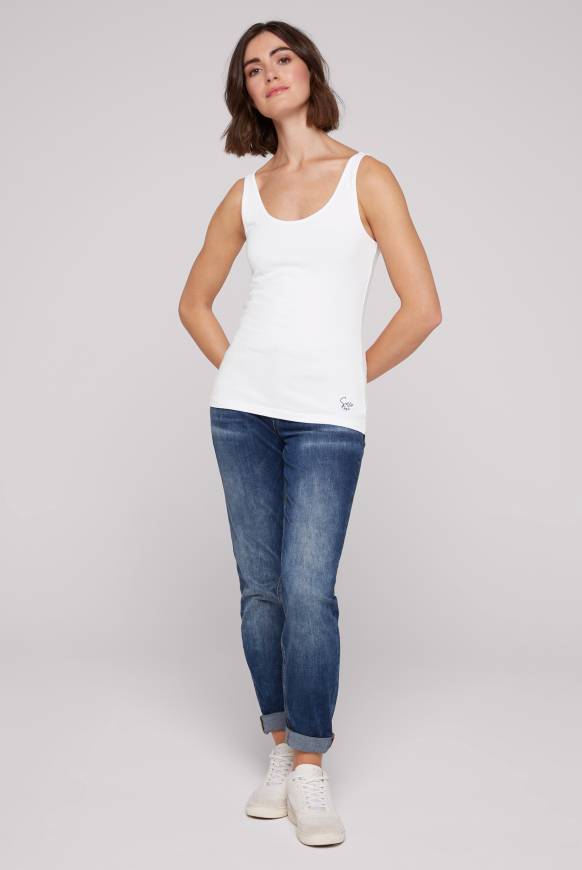 Soccx Basic Top Mit Mini Logo Print Opticwhite