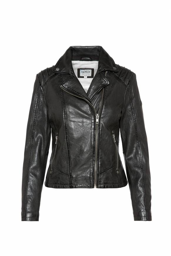 Soccx Bikerjacke Aus Leder Im Vintage Look Black