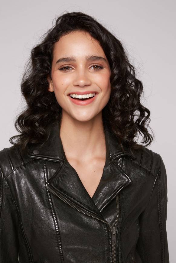 Soccx Bikerjacke Aus Leder Im Vintage Look Black