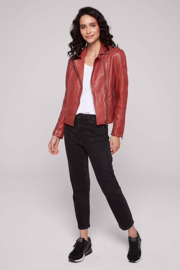 Soccx Bikerjacke Aus Leder Im Vintage Look Red